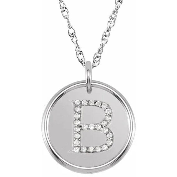 Posh Mommy Sterling Silver Diamond Initial Necklace 85088 - Image 4