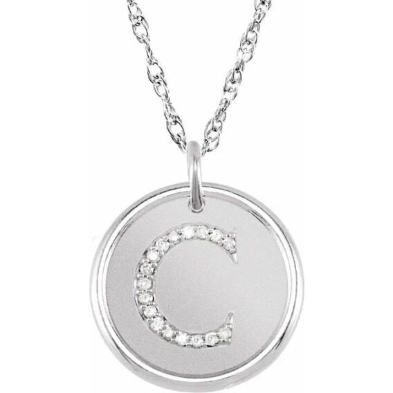 Posh Mommy Sterling Silver Diamond Initial Necklace 85088 - Image 5