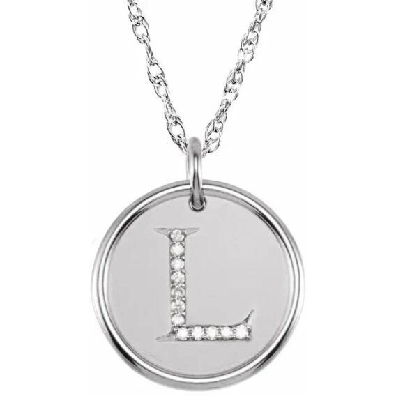 Posh Mommy Sterling Silver Diamond Initial Necklace 85088 - Image 15