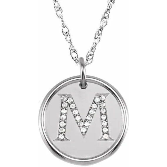 Posh Mommy Sterling Silver Diamond Initial Necklace 85088 - Image 16
