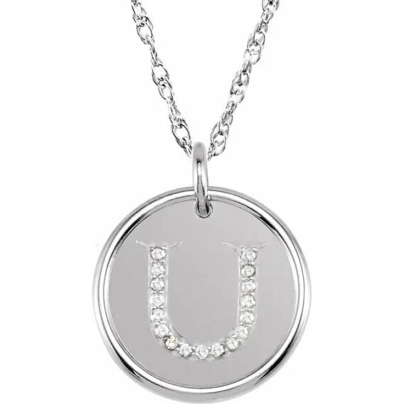 Posh Mommy Sterling Silver Diamond Initial Necklace 85088 - Image 24