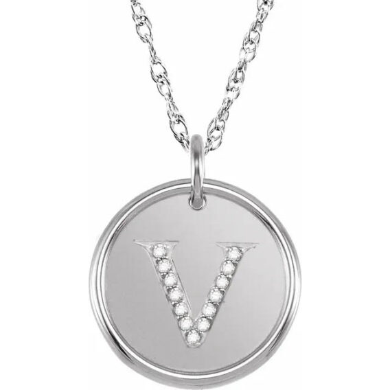 Posh Mommy Sterling Silver Diamond Initial Necklace 85088 - Image 25
