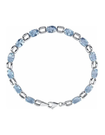 14K White Gold Line Bracelet, Oval Gemstone - 651203