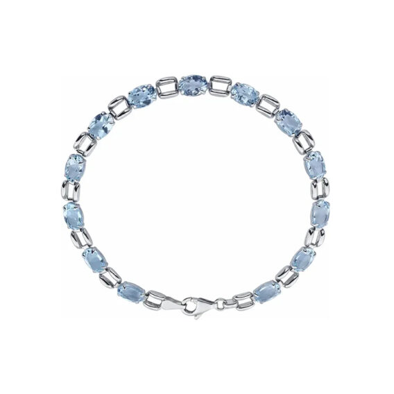 14K White Gold Line Bracelet, Oval Gemstone - 651203
