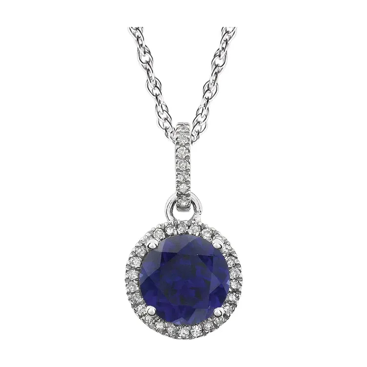 Halo-Style Birthstone Necklace 651301 - POPULAR CHOICE - Image 2