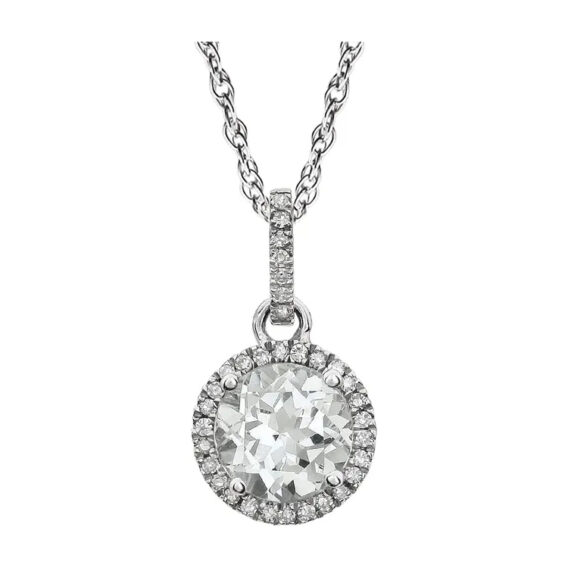 Halo-Style Birthstone Necklace 651301 - POPULAR CHOICE - Image 3