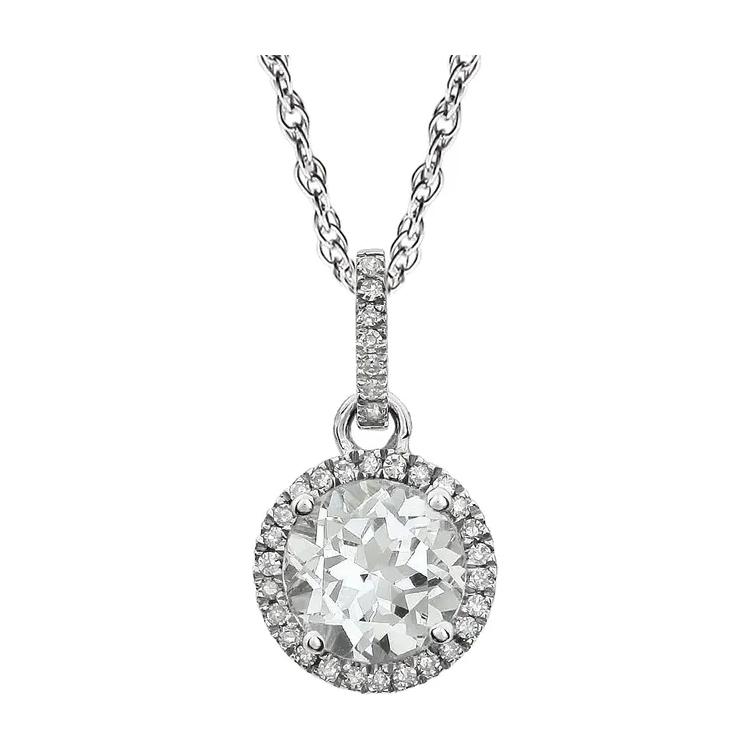 Halo-Style Birthstone Necklace 651301 - POPULAR CHOICE - Image 3
