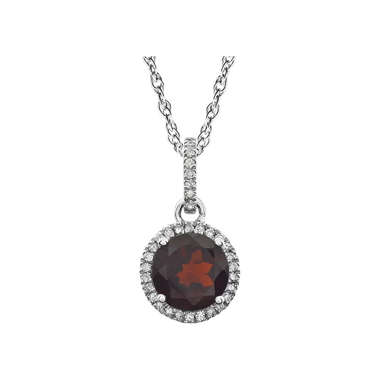 Halo-Style Birthstone Necklace 651301 - POPULAR CHOICE