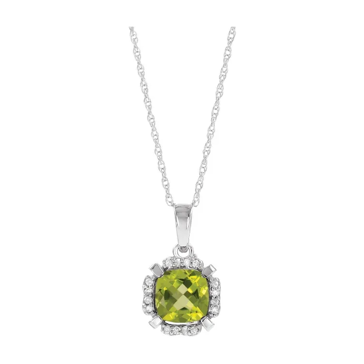 Birthstone Necklace, 14K White Gold Diamond Halo-Style - 651953 - Image 5