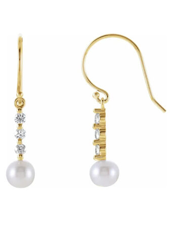 Diamond and Pearl Dangle Earrings 85908