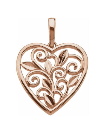 Scroll & Leaf Design Filigree Heart Pendant 83652