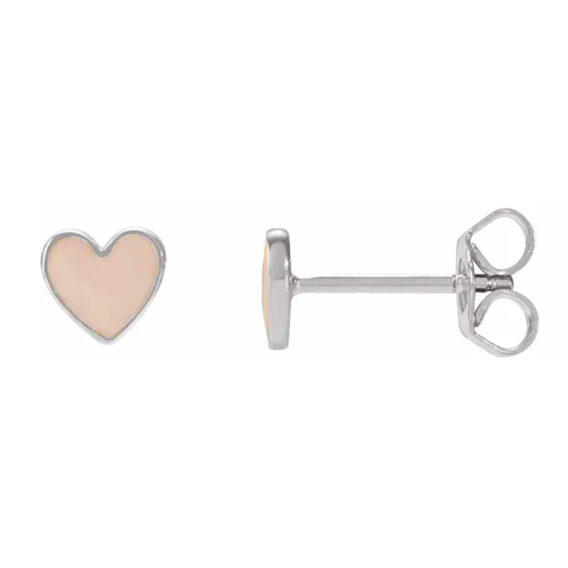 Enamel Heart Earrings - 688831 - Image 3