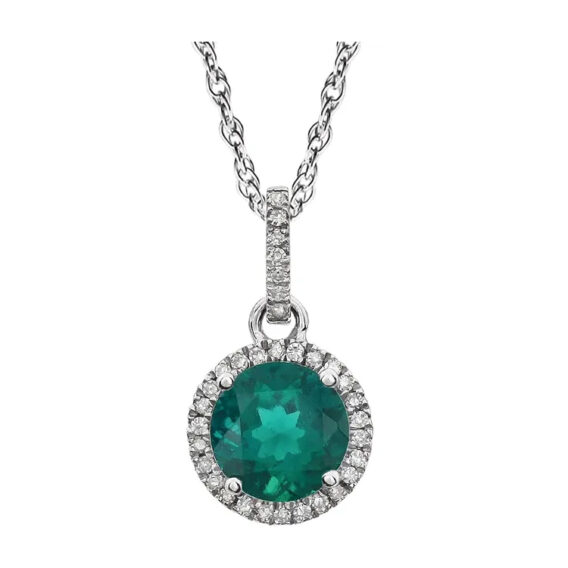 Halo-Style Birthstone Necklace 651301 - POPULAR CHOICE - Image 4