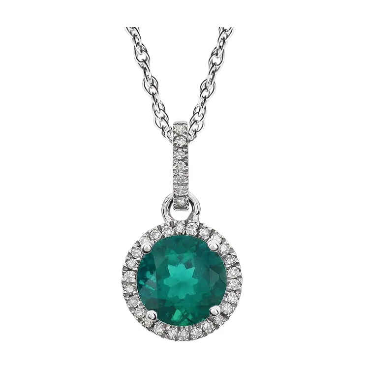 Halo-Style Birthstone Necklace 651301 - POPULAR CHOICE - Image 4