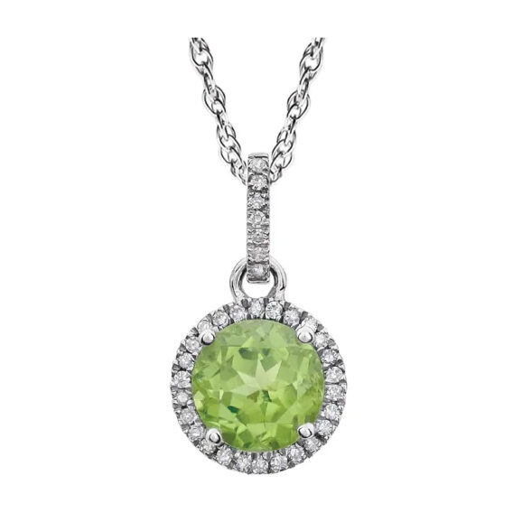 Halo-Style Birthstone Necklace 651301 - POPULAR CHOICE - Image 5