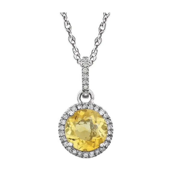 Halo-Style Birthstone Necklace 651301 - POPULAR CHOICE - Image 6