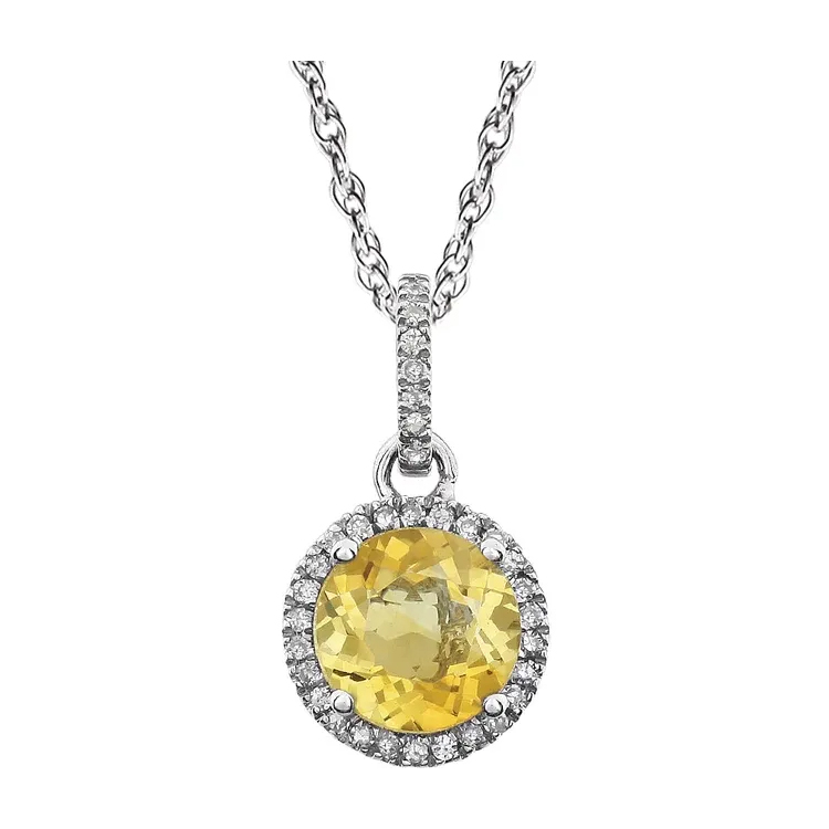 Halo-Style Birthstone Necklace 651301 - POPULAR CHOICE - Image 6