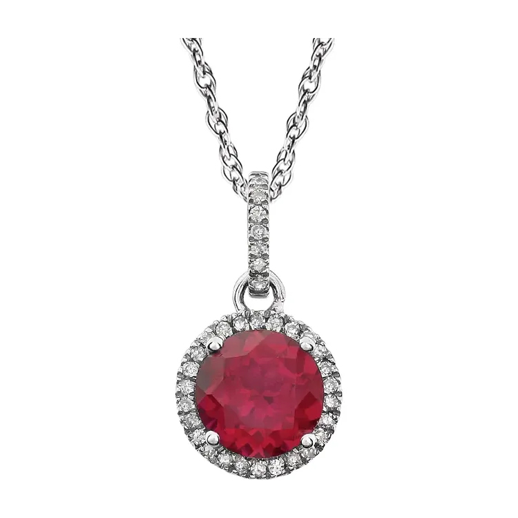 Halo-Style Birthstone Necklace 651301 - POPULAR CHOICE - Image 7
