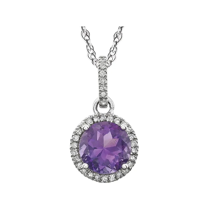 Halo-Style Birthstone Necklace 651301 - POPULAR CHOICE - Image 10