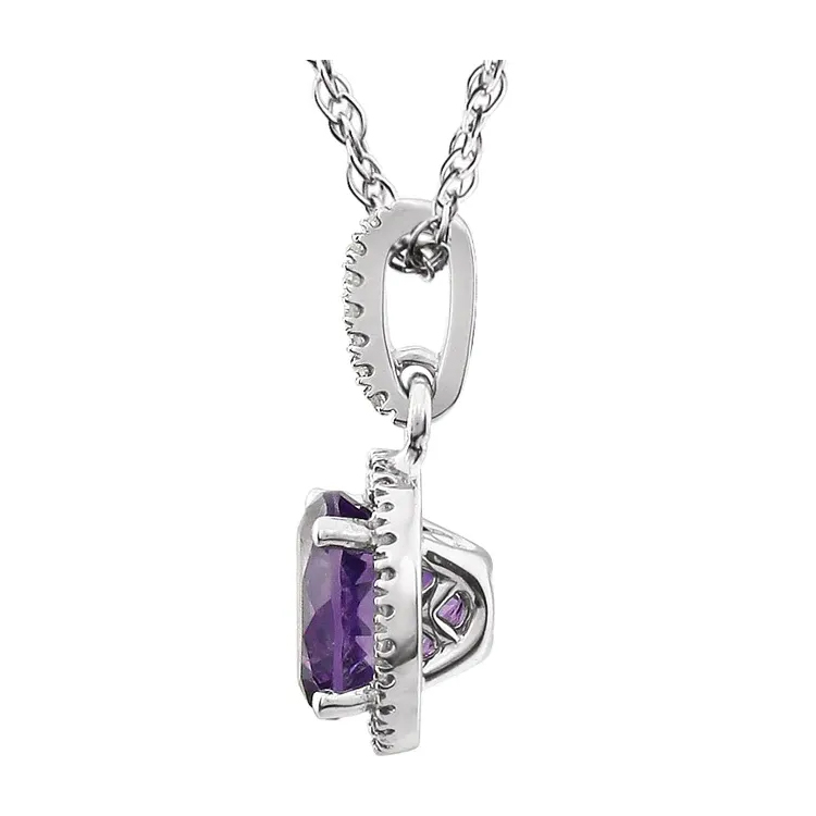 Halo-Style Birthstone Necklace 651301 - POPULAR CHOICE - Image 11