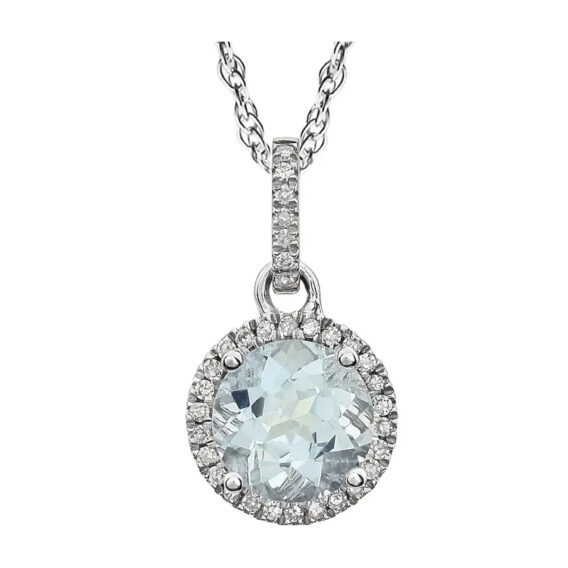 Halo-Style Birthstone Necklace 651301 - POPULAR CHOICE - Image 12