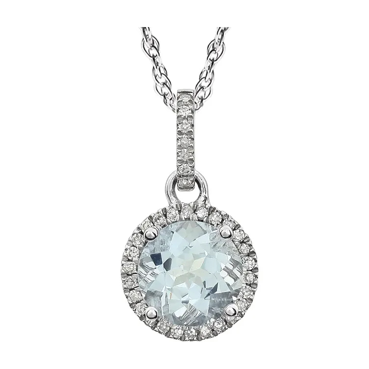 Halo-Style Birthstone Necklace 651301 - POPULAR CHOICE - Image 12
