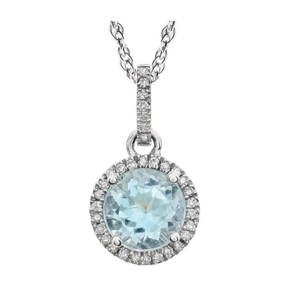 Halo-Style Birthstone Necklace 651301 - POPULAR CHOICE - Image 13