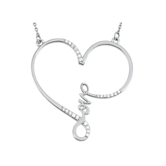 Love Diamond  Heart Necklace - 85506 - Image 2