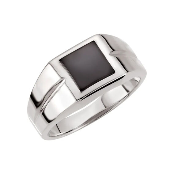 Mens Ring, Natural Black Onyx Style - 60689 POPULAR CHOICE - Image 2