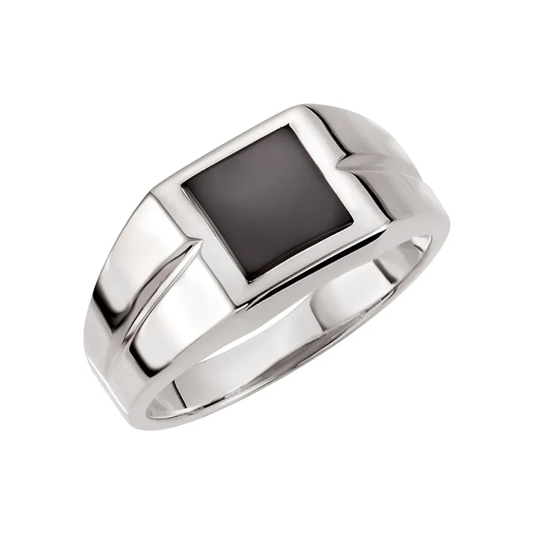 Mens Ring, Natural Black Onyx Style - 60689 POPULAR CHOICE - Image 2