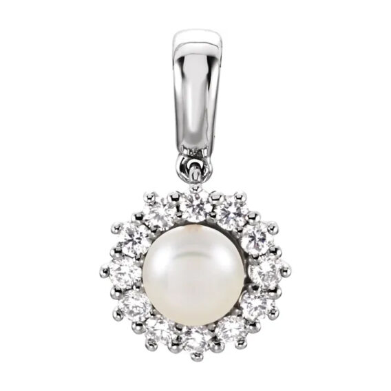 Pearl Pendant, Diamond Halo-Style - 85951 - Image 2