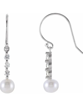 Diamond and Freshwater Pearl Dangle Earrings 85908