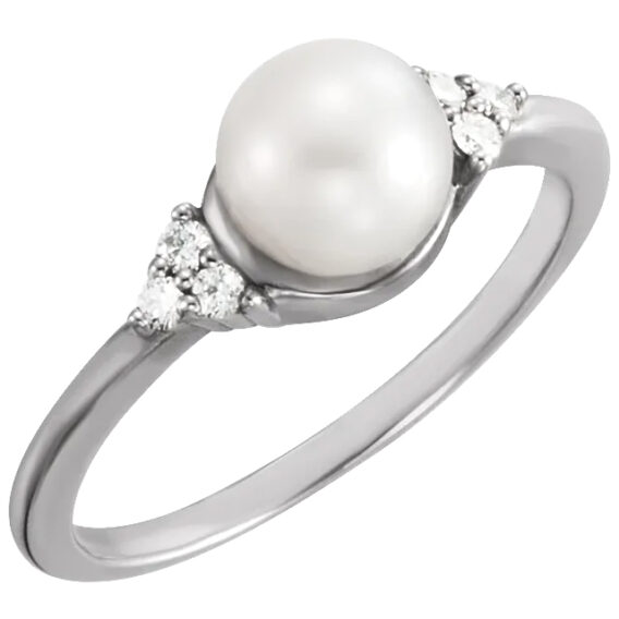 Pearl Ring, Diamond Accented Style - 67462 - Image 6
