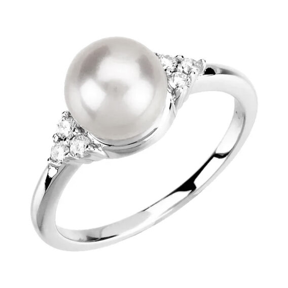 Pearl Ring, Diamond Accented Style - 67462 - Image 7