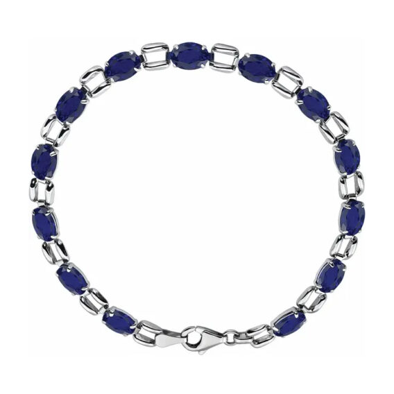14K White Gold Line Bracelet, Oval Gemstone - 651203 - Image 3