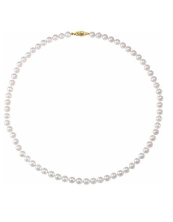 Pearl Necklace, Classic Cultured White Akoya Pearl Strand - 61203