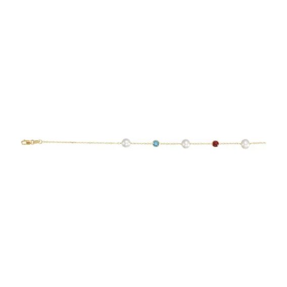 Multi-Gemstone and Pearl Station Necklace - CH194 - Image 2