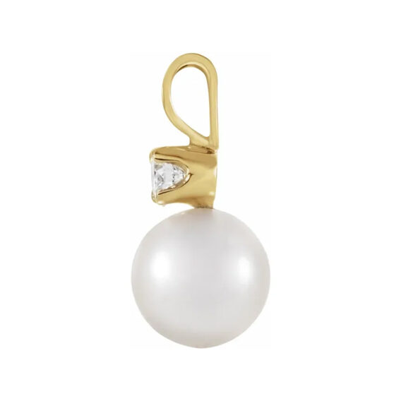Diamond and Akoya Pearl Pendant - 61118 - Image 2