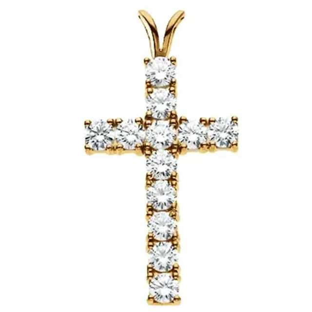 Cross Pendant, Diamonds, Natural Ruby, Blue and Sapphire Stone Options - R8041R