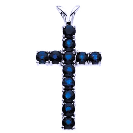 Cross Pendant, Diamonds, Natural Ruby, Blue and Sapphire Stone Options - R8041R - Image 3