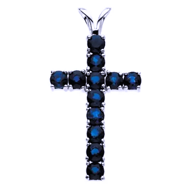 Cross Pendant, Diamonds, Natural Ruby, Blue and Sapphire Stone Options - R8041R - Image 3