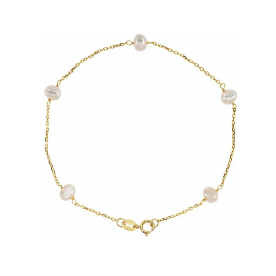 14K Yellow Gold 5-Station Pearl Bracelet CH181 - POPULAR CHOICE