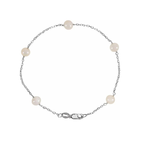 7.5″ Sterling Silver Five Station Pearl Bracelet - CH350 POPULAR CHOICE