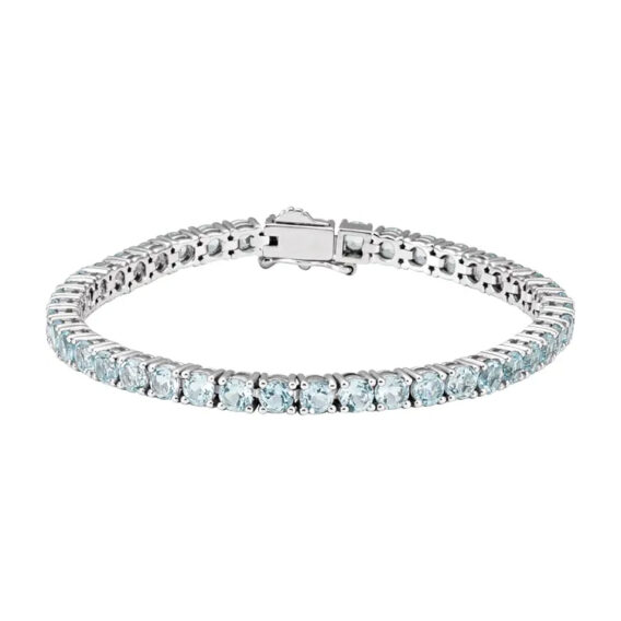 Natural Amethyst or Natural Sky Blue Topaz Line Bracelet - 651205 - Image 3