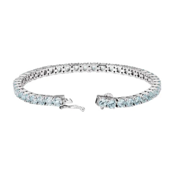 Natural Amethyst or Natural Sky Blue Topaz Line Bracelet - 651205 - Image 4