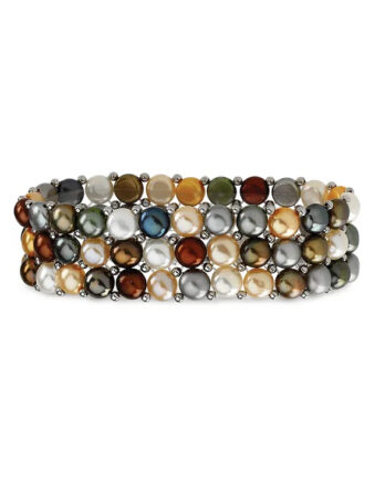 Multi-Color Pearl Stretch Bracelet Sterling Silver 63924 - POPULAR CHOICE