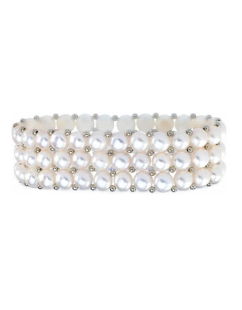 White Pearl Stretch Bracelet Sterling Silver 63928 - POPULAR CHOICE