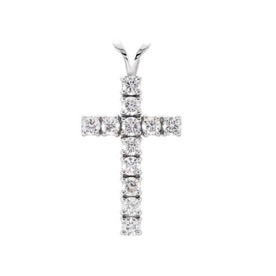 Cross Pendant, Diamonds, Natural Ruby, Blue and Sapphire Stone Options - R8041R - Image 6