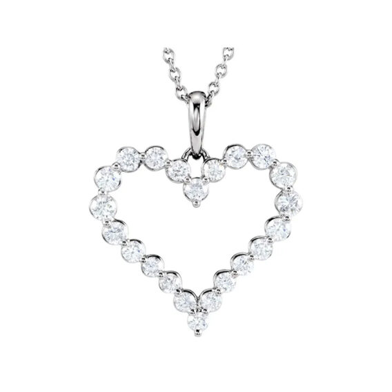 Natural Diamond Heart Necklace - 64960 - Image 2