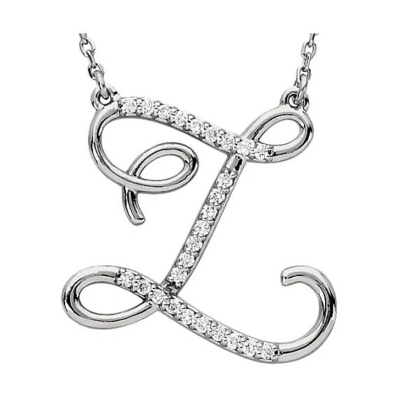 Initial Necklace, Sterling Silver, Diamond Accents - 67680 - Image 2